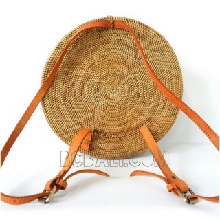 circle bagpack large straw rattan ata handmade